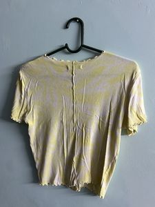 Yellow Tie Dye  Ribbed Crop Top