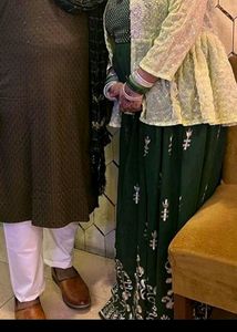Green Lahenga Sequence Blouse And Shrug