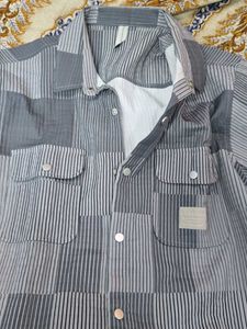 Grey Stripes Full Sleeve Shirt