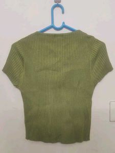 Green Ribbed Top