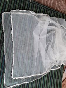 White Net Dupatta With Beautiful Less