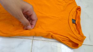 Shein Orange Ribbed Sleeveless Top