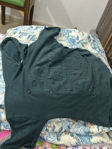 Green Embellished Hoodie