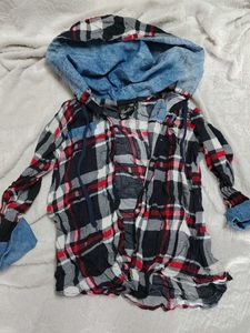 Plaid Flannel Hooded Shirt