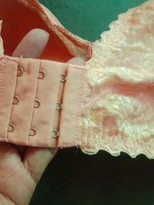 Peach Lace Bra N Panty Set.