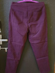 Burgundy Zip Detail Pants