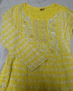 Yellow Embroidered Kurta