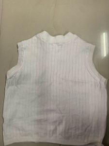 White Ribbed Knit Tank Top