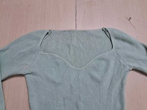 Mint Green Ribbed Long Sleeve Top