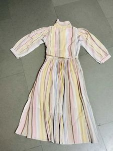 Striped Belted Midi One-piece