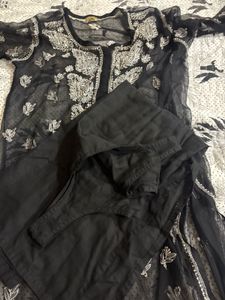 Black Embroidered Kurta Set