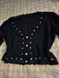 Cute Black Crochet Top