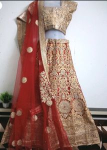 Beautiful ❤️ Red And Golden Work