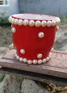 Red Pearl-Embellished Planter