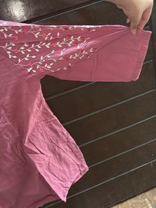 Embroidered Pink Tunic Top