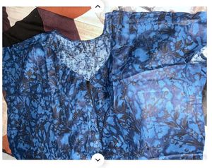 Blue Floral Print Maxi Nightgown