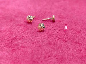 Pure Gold Flower Stud Earrings And Nose Ring