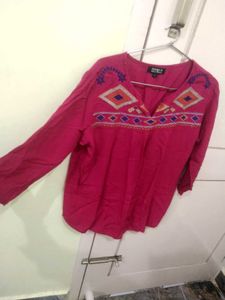 Pink Embroidered Top