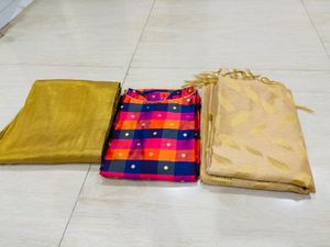 Banarsi Suit,Golden Stitched Pant,banarsi Duppta