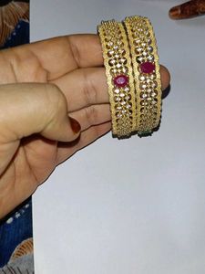 Gold Plated Ad Stone Bangles