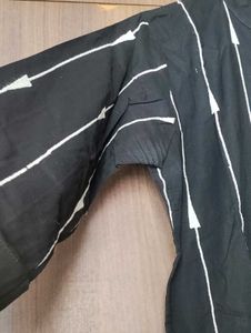 Cotton Black Kurta With White Threadwork
