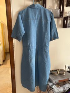 Embroidered Denim Dress with Belt