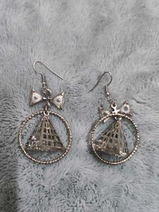 Cute Silver Bow Earrings