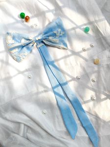HANDMADE light Blue Big Size BOW Alligator Clip