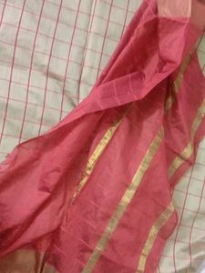 Malai Silk Gold &amp; Red Colour Saree