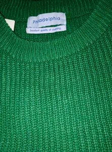 Oversized Rib Knit Emerald Green Crewneck Sweater|
