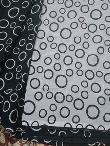 Chiffon Black And White Saree