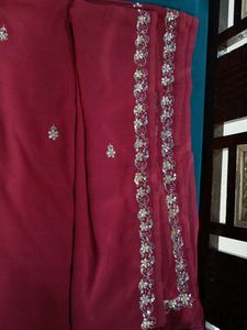 Elegant Burgundy Saree