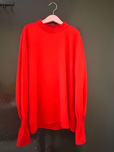 Red Ruffle Neck Top