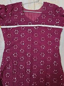 Maroon Embroidered Kurti