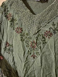 Embroidered Green Top