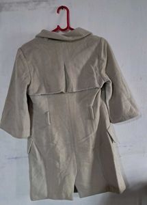 Beige 3/4 Sleeve Button-Down Coat