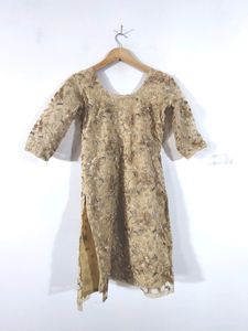 Cream Embroidered Kurta (Women's)