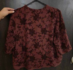 Brown Printed Top