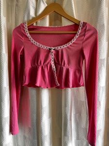 Lulu&Sky Scoop Neck Lace Crop Top