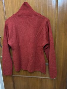 Rust Knitted Button-Down Cardigan