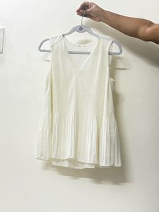Pleated Chiffon Top Cream Color