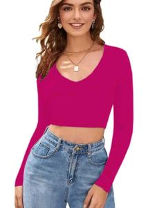 Pink Long Sleeve Crop Top