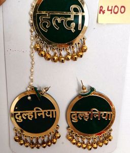 Earring With Name Maang Tikka Set