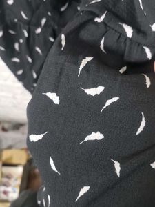Black Leaf Print Dress