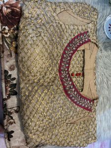 Backless golden choli