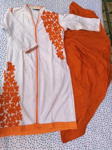 white and orange suit set