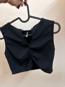 Ruched Keyhole Crop Top