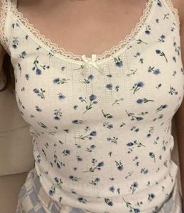 Lace-Trimmed Ribbed Vest Top