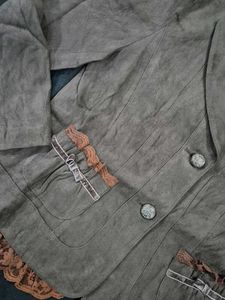 Vintage Lace Blazer|suede leather|y2k
