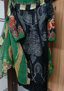 Patchwork Dress With Chiffon Dupatta